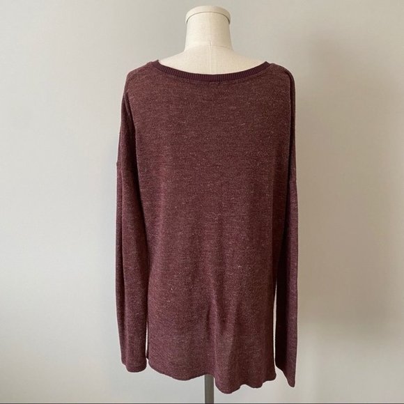 Aritzia Wilfred Sherbrooke V-Neck Shirt Sweater Maroon - Picture 7 of 10